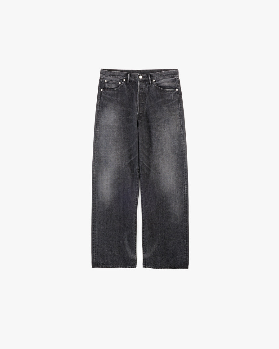 Selvage Denim Five Pocket Wide Straight Pants -DARK FADE-