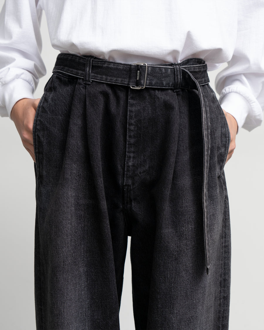 Selvage Denim Belted Pants -DARK FADE-