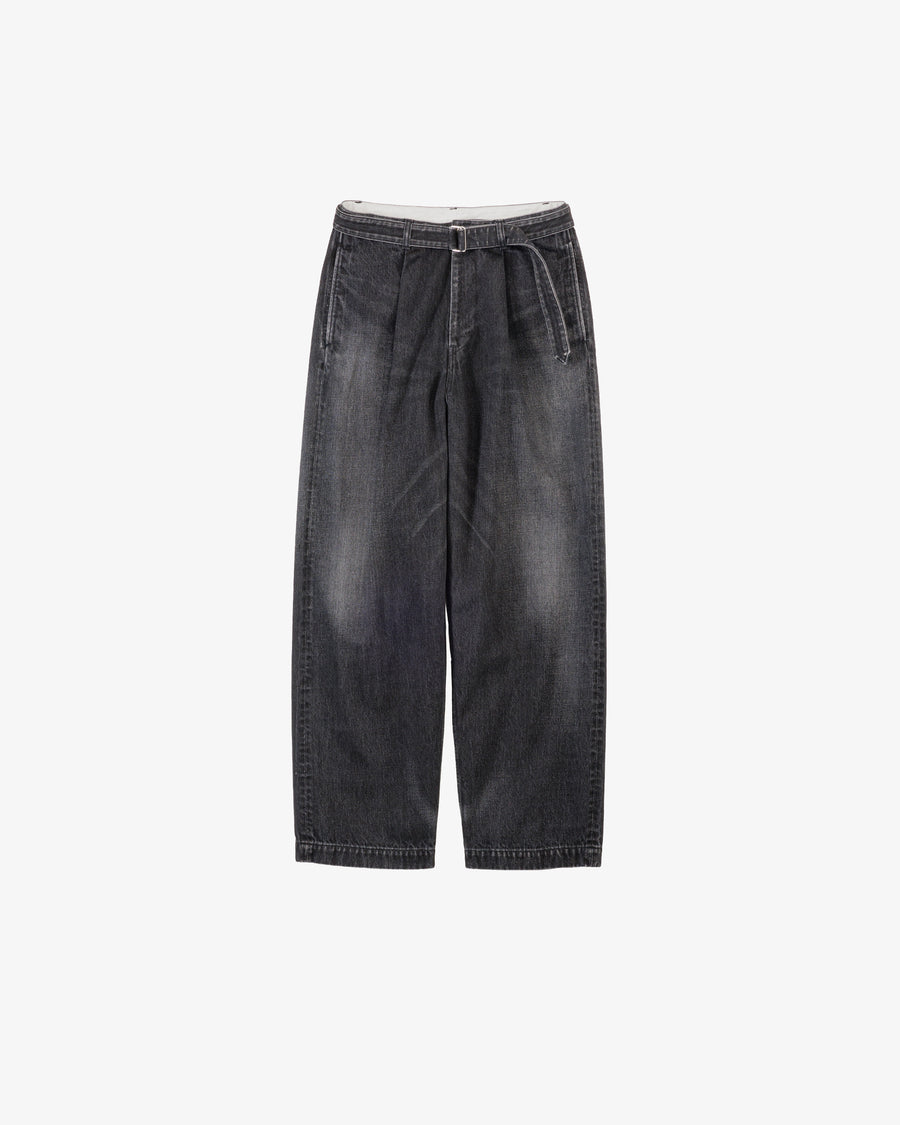 Selvage Denim Belted Pants -DARK FADE-