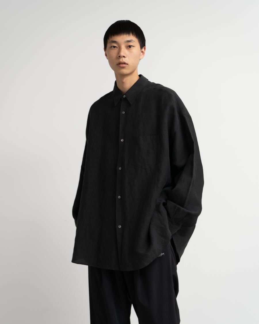 Linen Cupro L/S Oversized Regular Collar Shirt