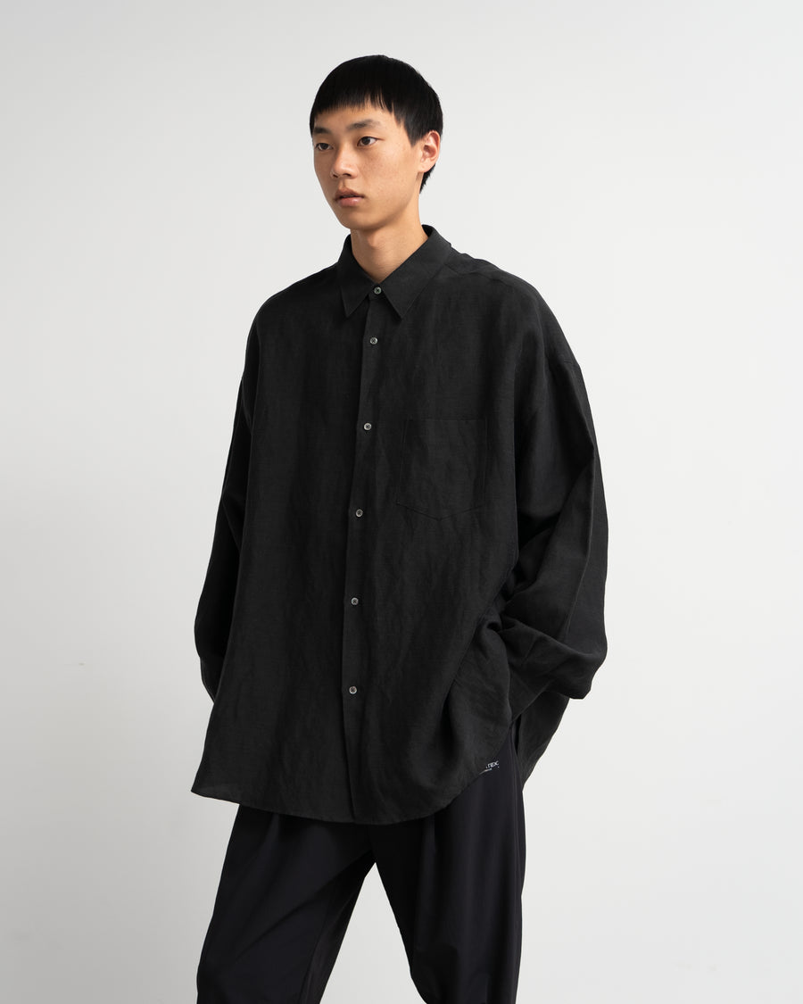 Linen Cupro L/S Oversized Regular Collar Shirt