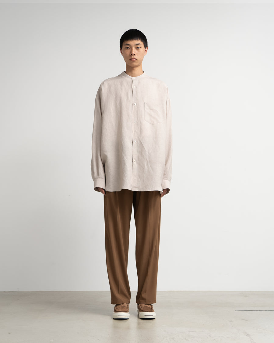 Linen Cupro L/S Oversized Band Collar Shirt