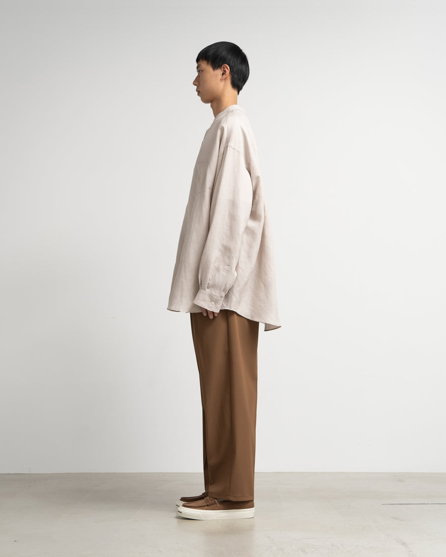 Linen Cupro L/S Oversized Band Collar Shirt