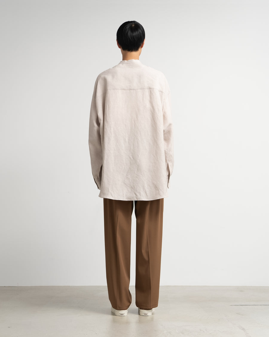 Linen Cupro L/S Oversized Band Collar Shirt