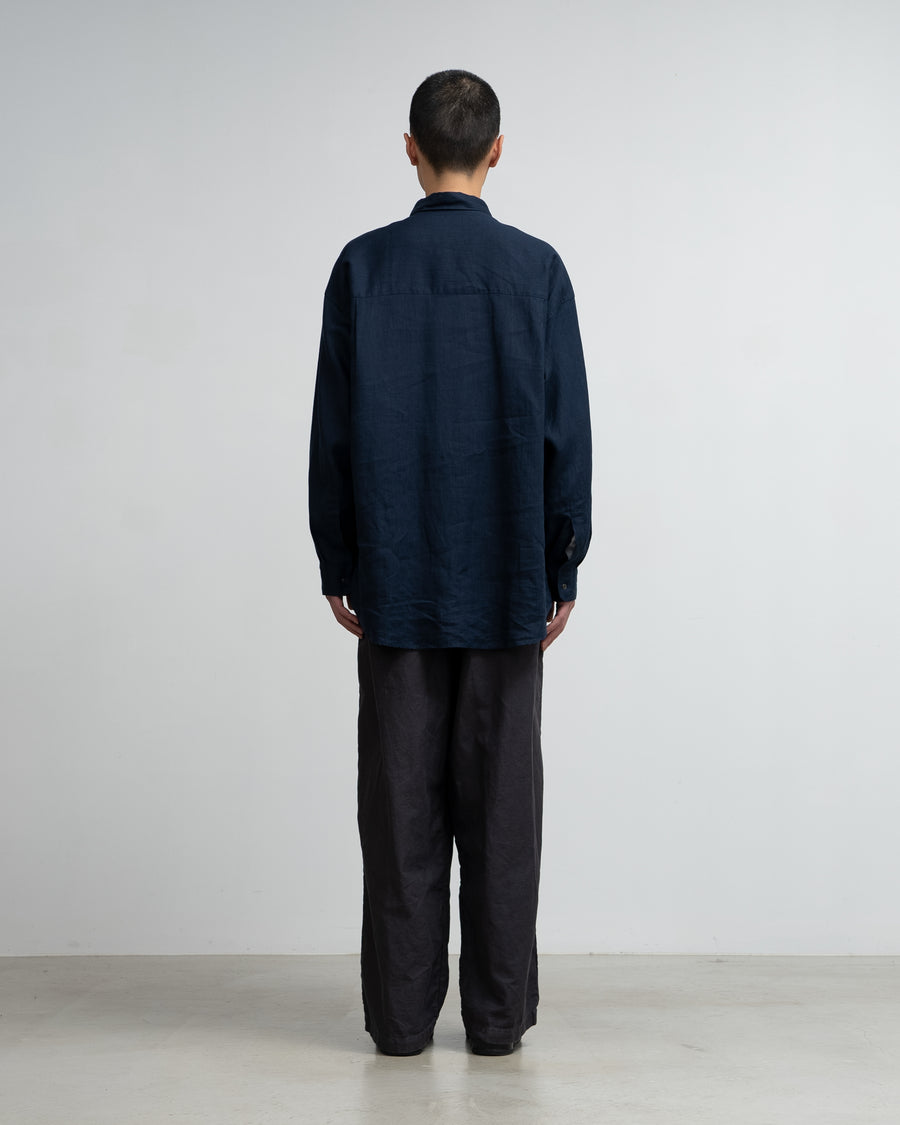 Linen L/S Oversized Regular Collar Shirt