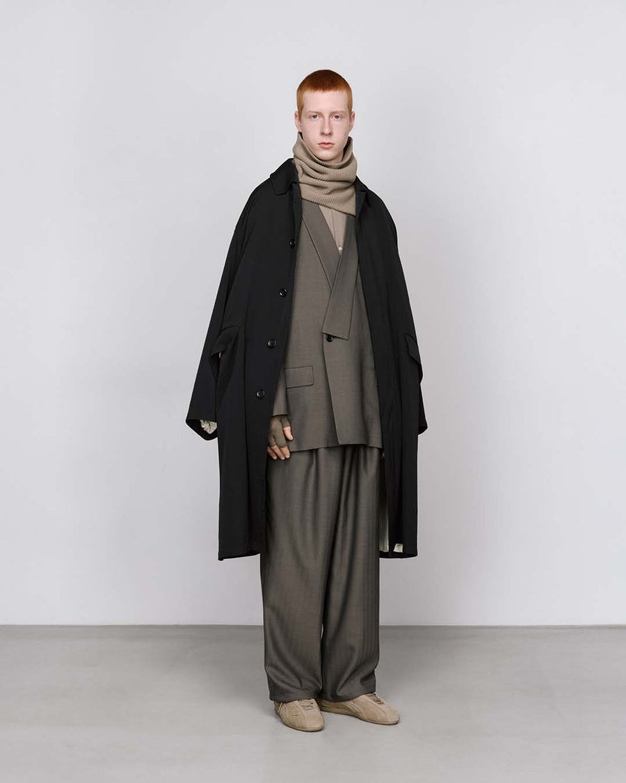 Fulled Wool Gabardine Oversized Bal Collar Coat