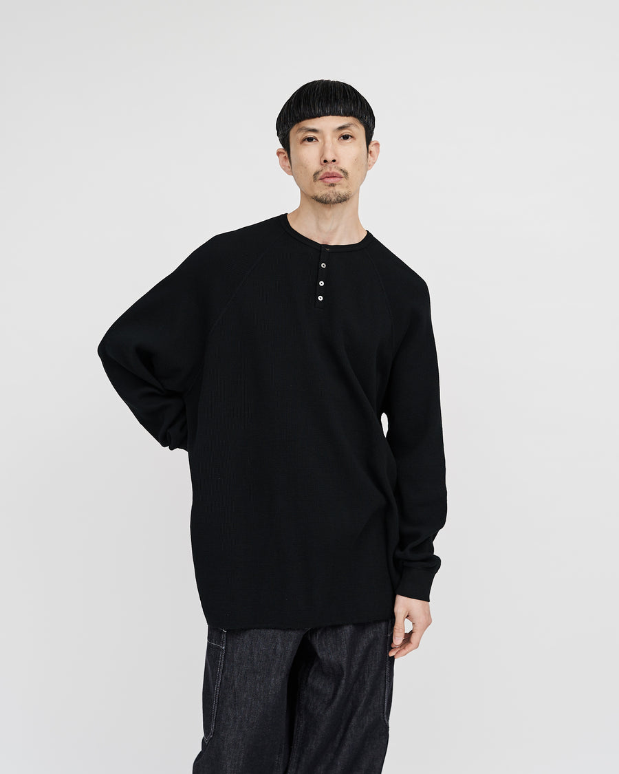 Waffle L/S Henley Neck Tee