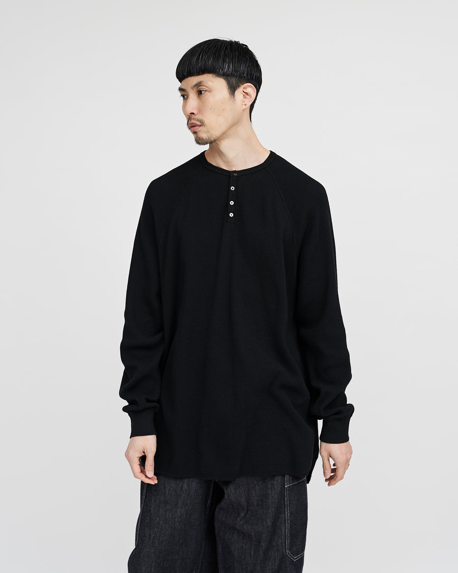 Waffle L/S Henley Neck Tee