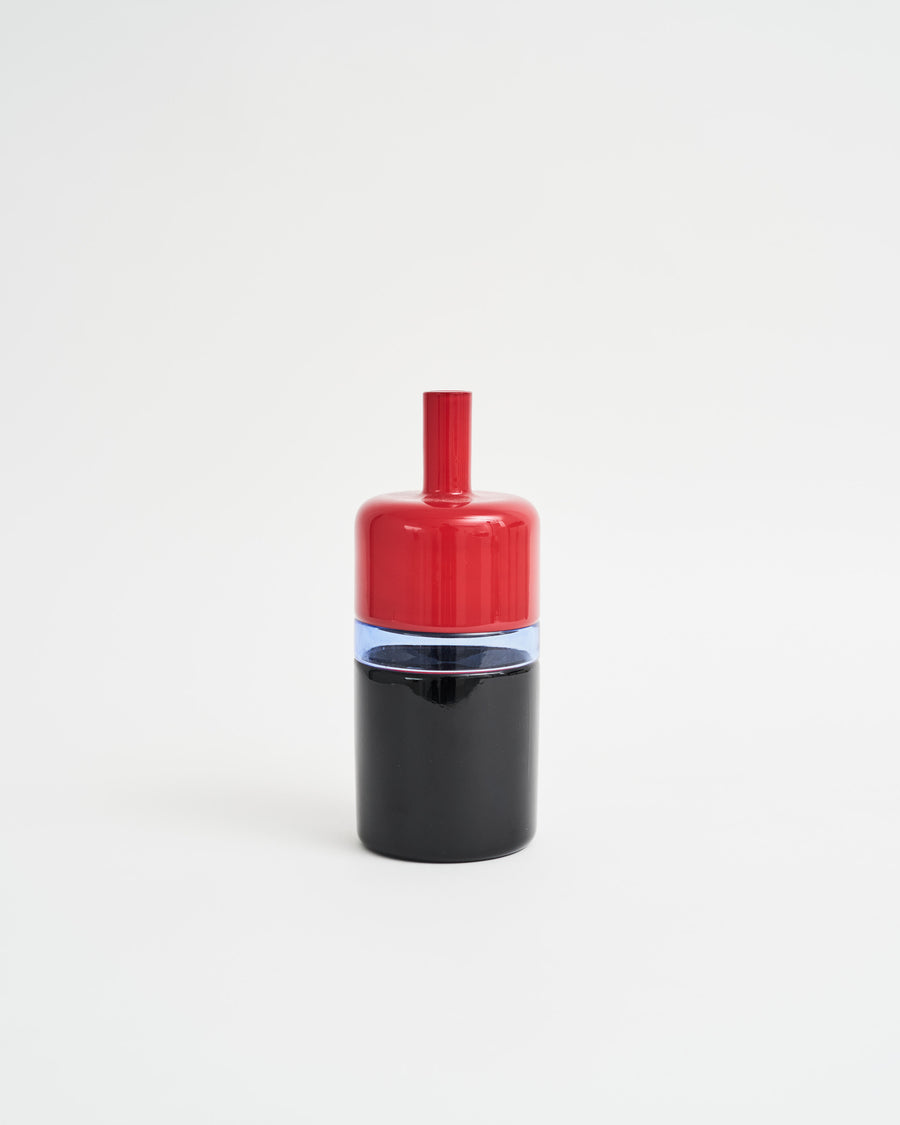 Glass Bottle Vase by Timo Sarpaneva for Venini Red&Black